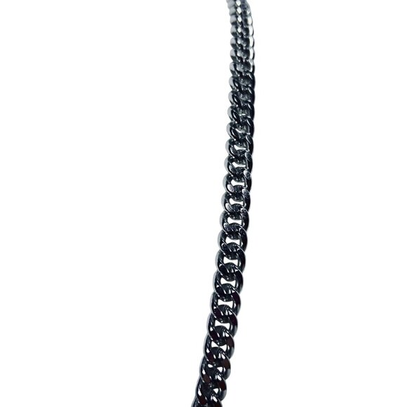 Western Germany Single Strand Chunky Silver Tone Curb Chain Necklace (5814) - Picture 4 of 9